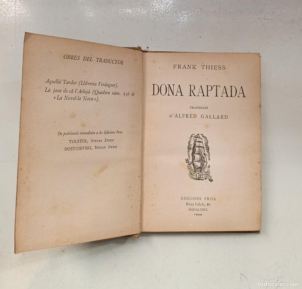 Libros de segunda mano: Dona Raptada - Frank Thiess - Foto 2