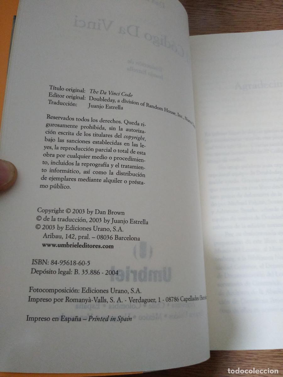 Libros de segunda mano: EL C&Oacute;DIGO DA VINCI - DAN BROWN. - Foto 2