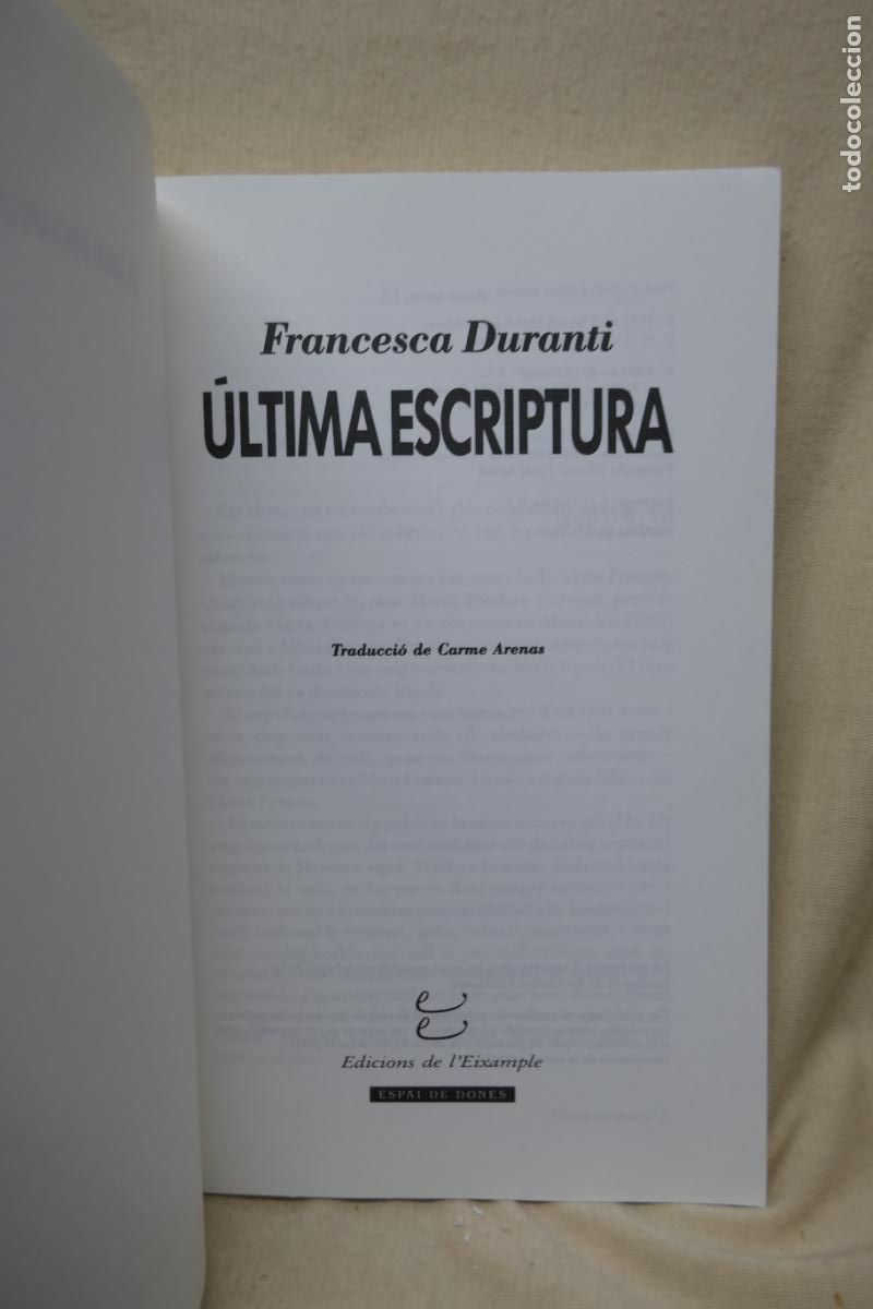Libros de segunda mano: &Uacute;ltima escriptura - Duranti, Francesca - Foto 4