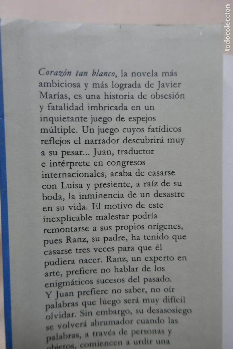 Libros de segunda mano: Javier Mar&iacute;as, Coraz&oacute;n tan blanco, C&iacute;rculo de Lectores - Foto 4