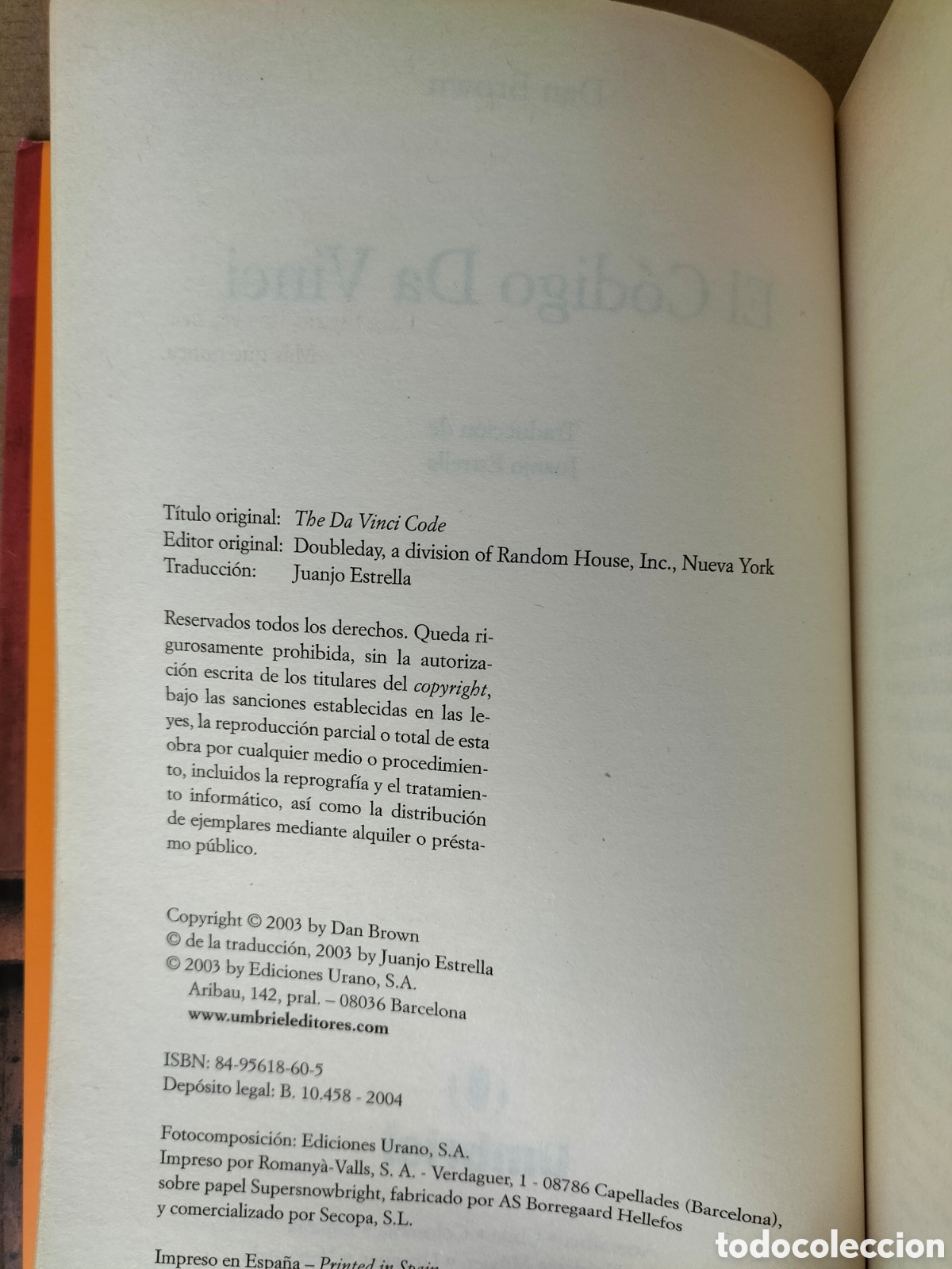 Libros de segunda mano: El c&oacute;digo da Vinci. Dan Brown. Umbriel, 2004. Libro - Foto 3