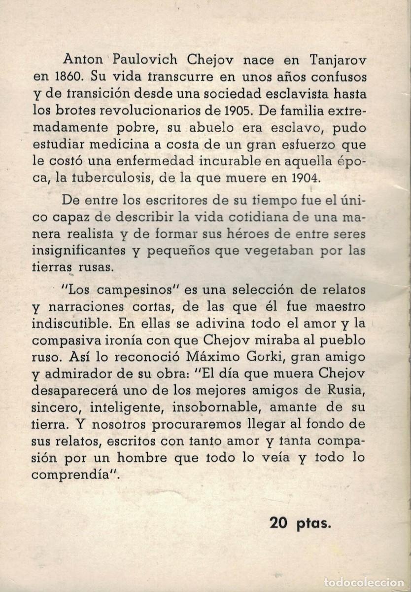 Libros de segunda mano: Ant&oacute;n Chejov, Los campesinos - Foto 2
