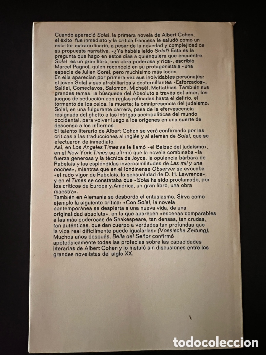 Libros de segunda mano: Solal. Albert Cohen. Anagrama - Foto 2