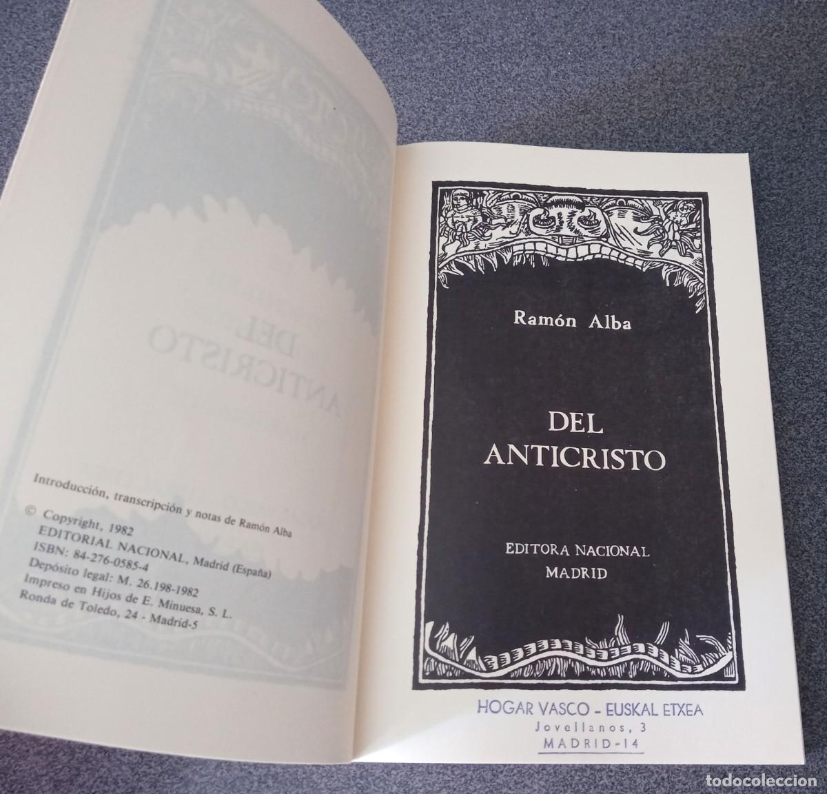 Libros de segunda mano: Del Anticristo Ram&oacute;n Alba - Foto 5