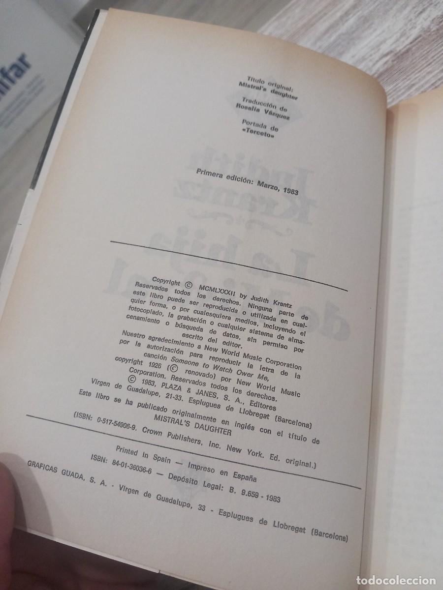 Libros de segunda mano: Libro La hija de mistral | Judith Krantz | 1983 - Foto 3