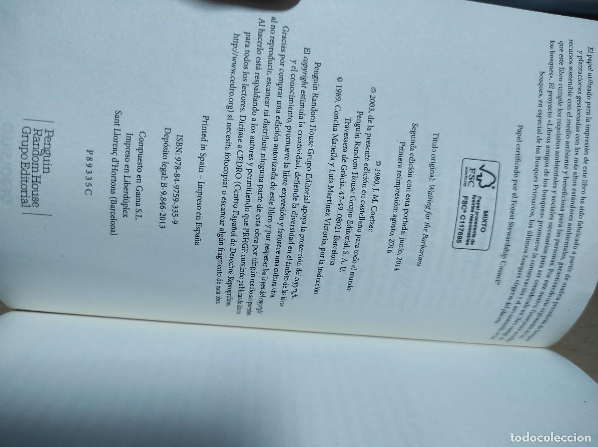 Libros de segunda mano: Esperando a los b&aacute;rbaros - Coetzee, J.M. - Foto 4