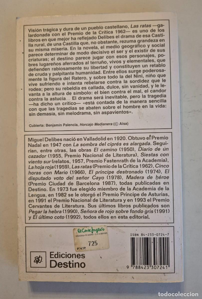 Libros de segunda mano: Las ratas, de Miguel Delibes - Foto 2