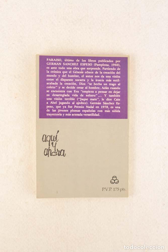 Libros de segunda mano: Para&iacute;so - Germ&aacute;n S&aacute;nchez Espeso - Foto 2