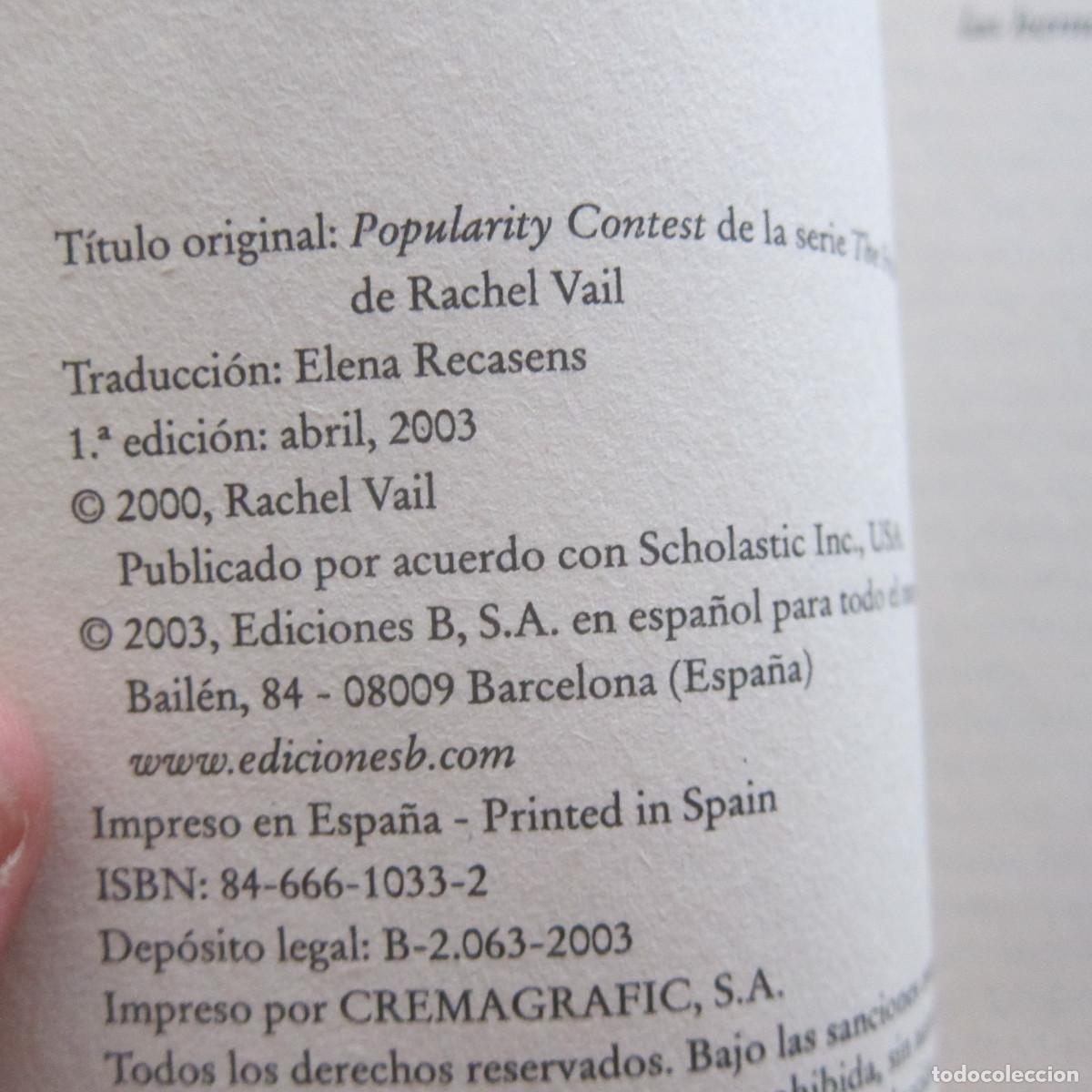 Libros de segunda mano: INSEPARABLES - RACHEL VAIL (EDICIONES B) JUVENIL - Foto 5