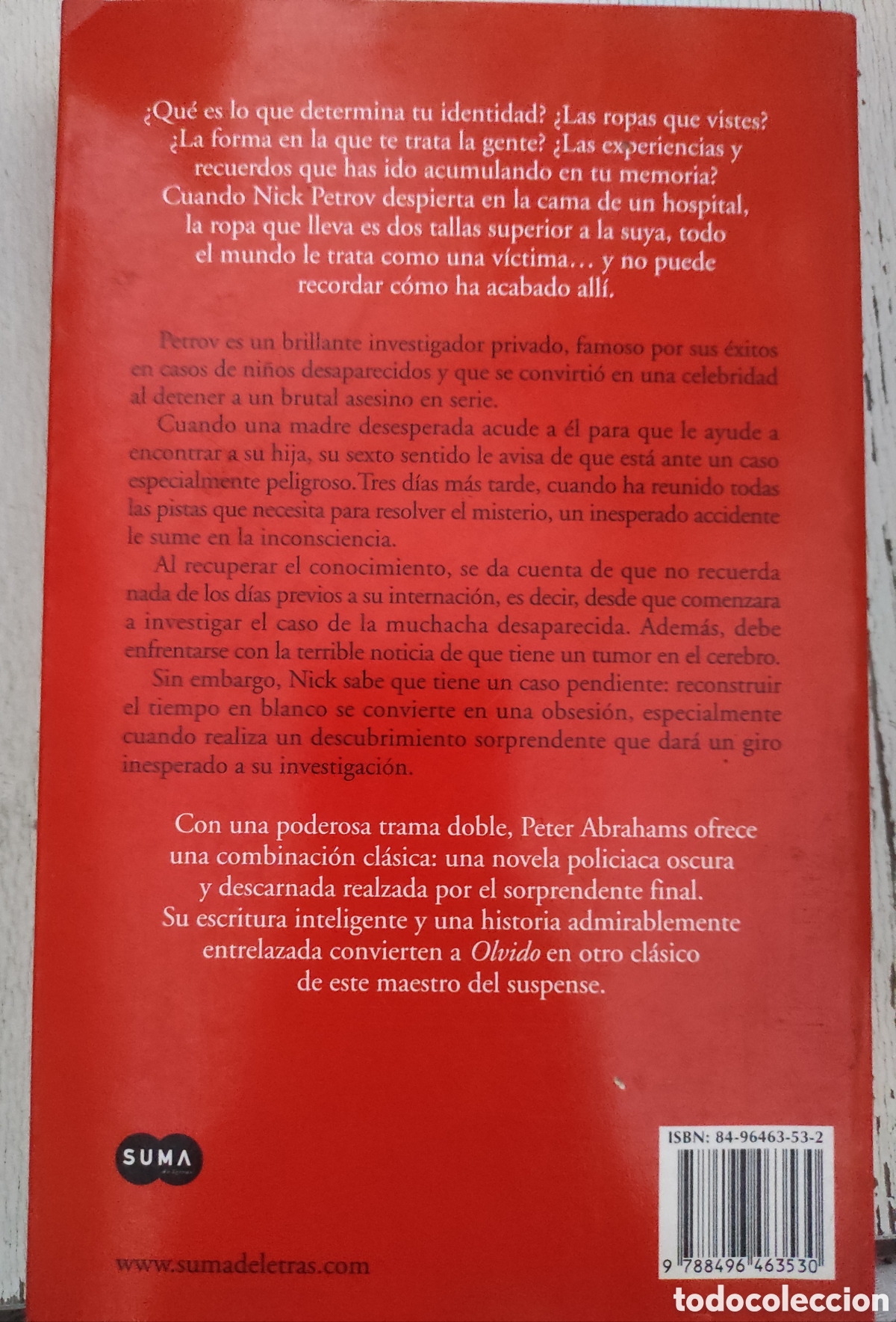 Libros de segunda mano: Peter Abrahams. Olvido (PEDIDO M&Iacute;NIMO 5 &euro;) - Foto 2