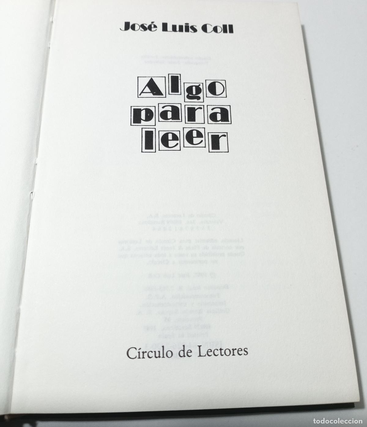 Libros de segunda mano: Algo para leer - Coll, Jose Luis - Foto 1