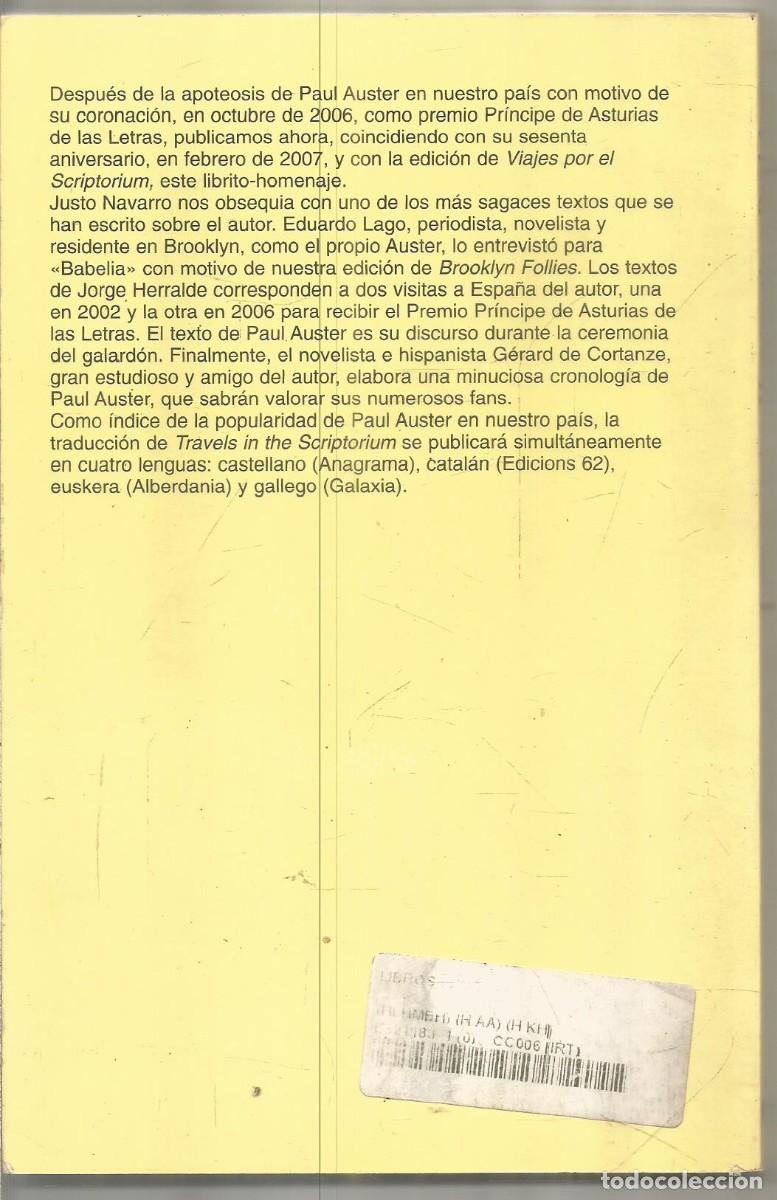 Libros de segunda mano: HOMENAJE A PAUL AUSTER. AA.VV. ANAGRAMA - Foto 2