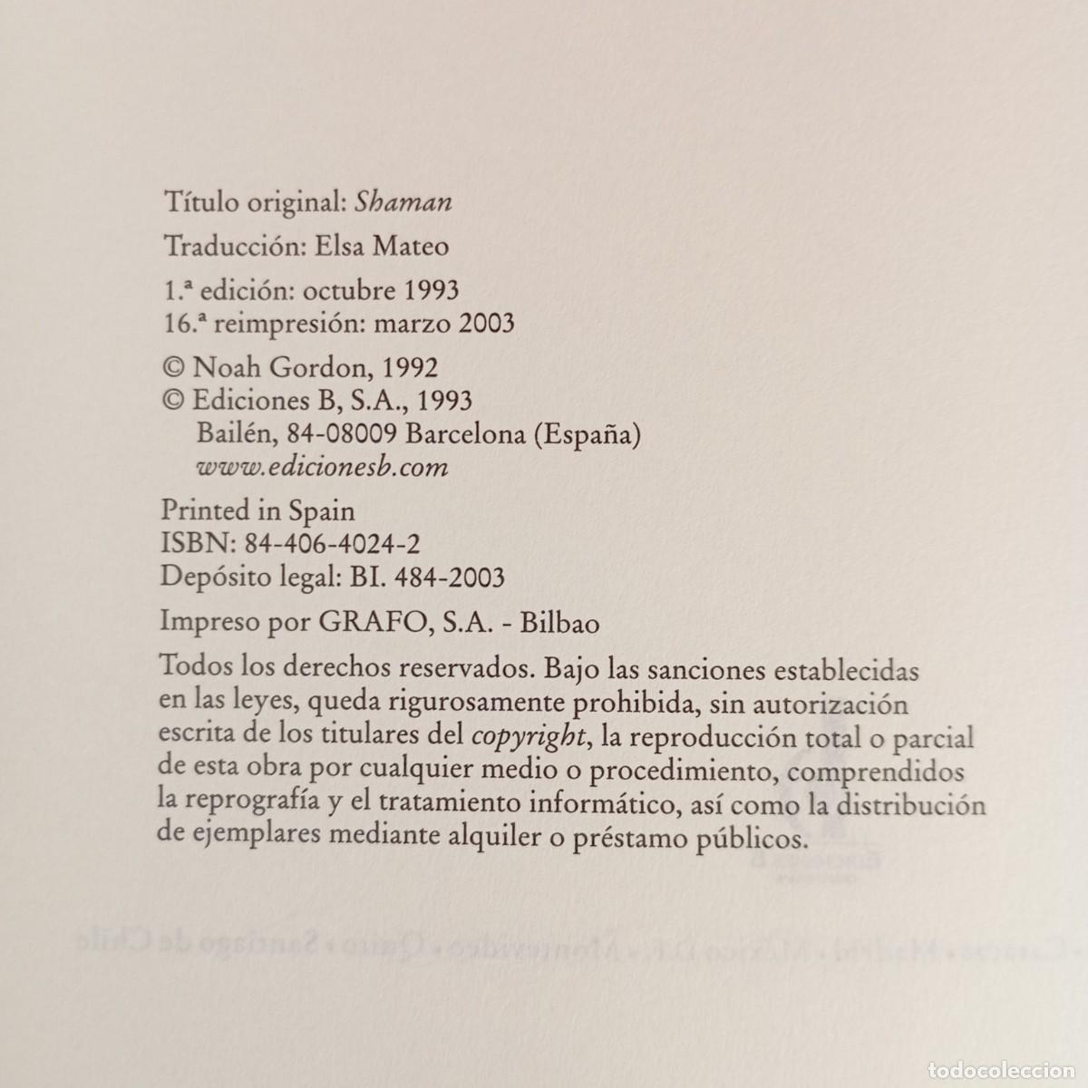 Libros de segunda mano: CHAM&Aacute;N - NOAH GORDON - EDICIONES B - 2003 / 9818 - Foto 4