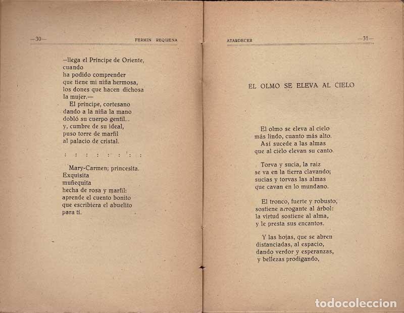 Libros de segunda mano: Atardecer. Versos (dedicado) - Ferm&iacute;n Requena - Foto 4