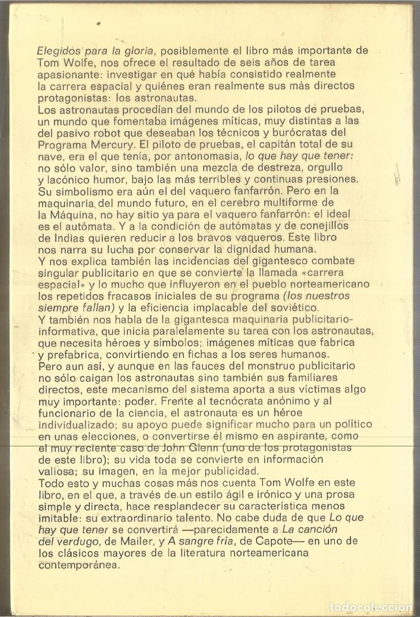 Libros de segunda mano: TOM WOLFE. ELEGIDOS PARA LA GLORIA. ANAGRAMA. - Foto 2