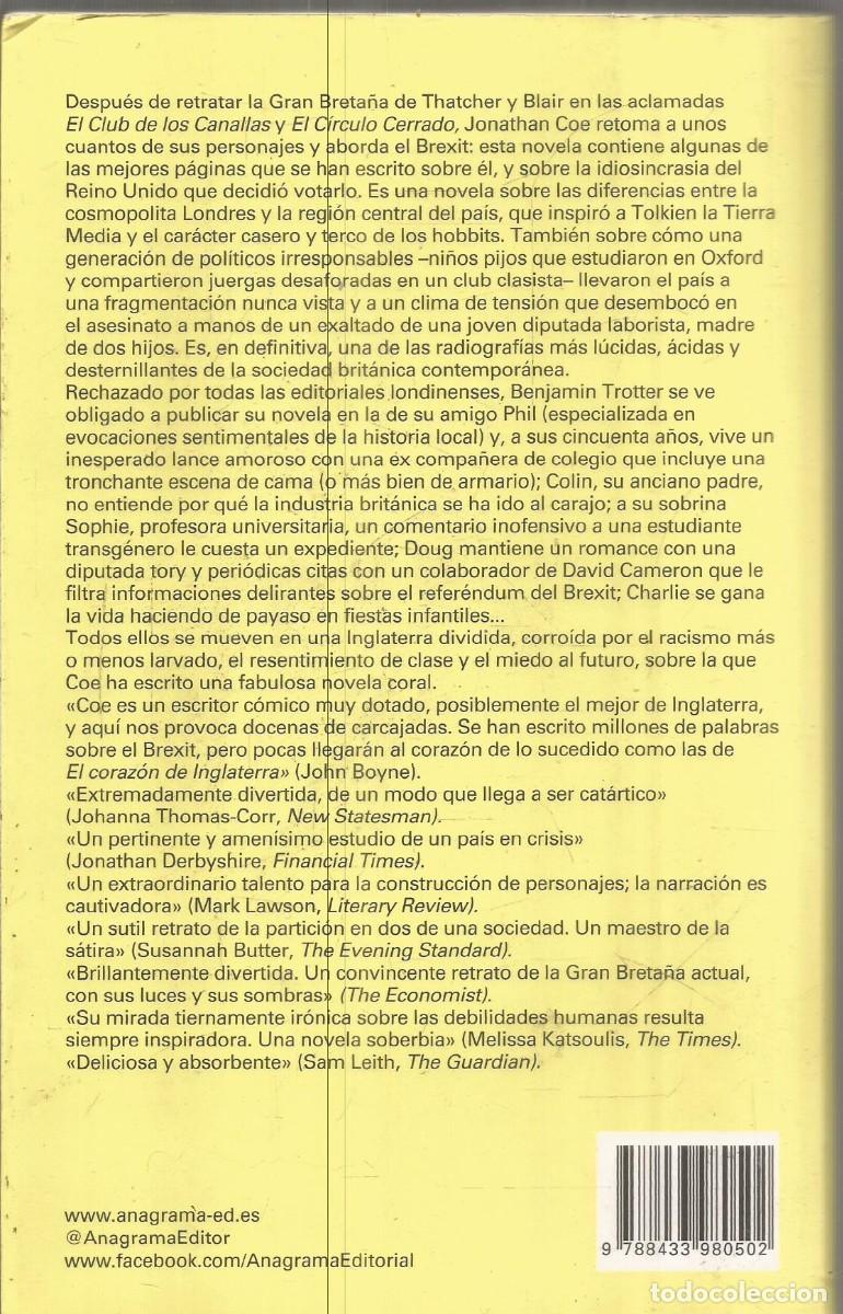 Libros de segunda mano: JONATHAN COE. EL CORAZON DE INGLATERRA. ANAGRAMA. PRIMERA EDICION - Foto 2