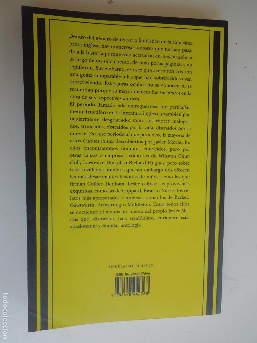 Libros de segunda mano: CUENTOS &Uacute;NICOS - JAVIER MAR&Iacute;AS - EDICIONES SIRUELA 1995. - Foto 2