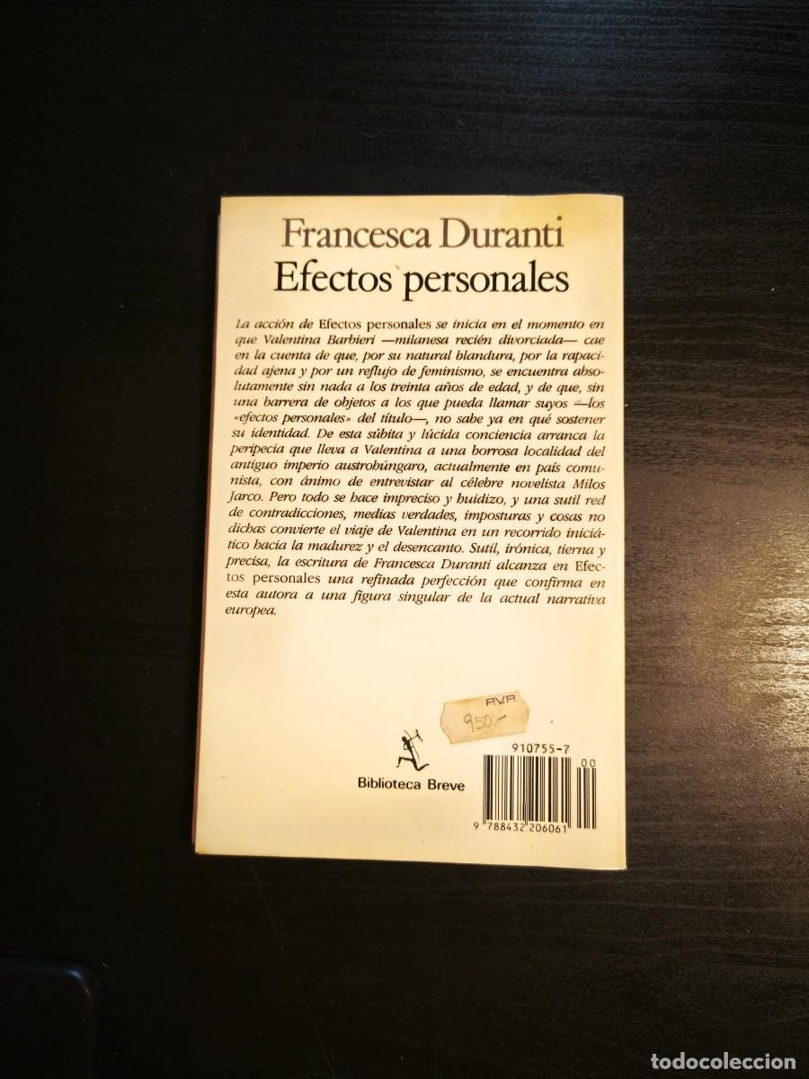 Libros de segunda mano: Efectos personales - Francesca Duranti - Foto 2