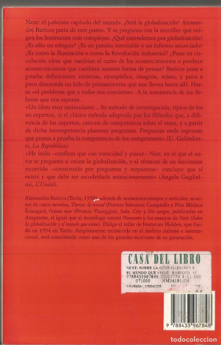 Libros de segunda mano: ALESSANDRO BARICCO. NEXT. ANAGRAMA - Foto 2