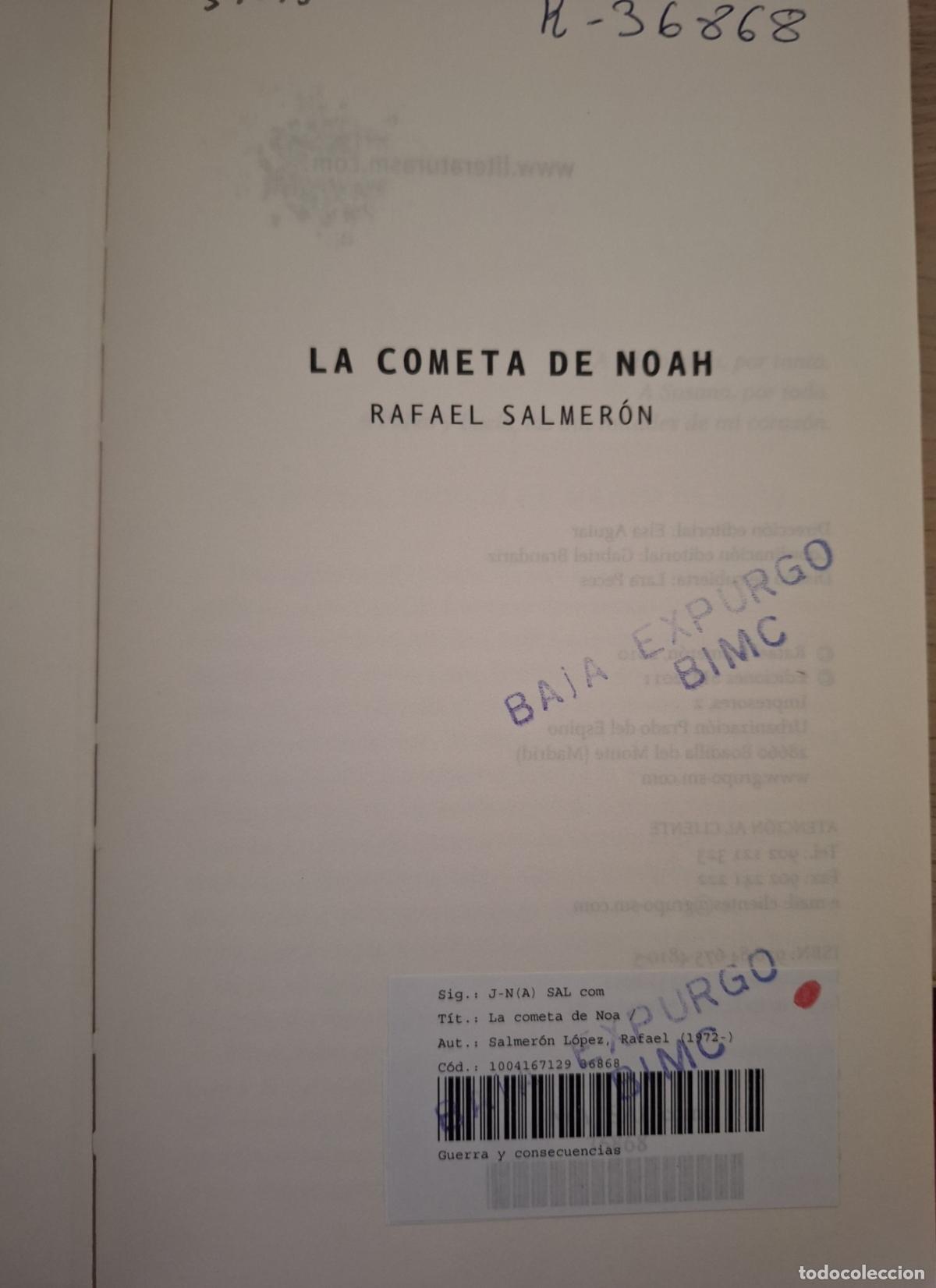Libros de segunda mano: LA COMETA DE NOA. - SALMERON, Rafael. - Foto 2