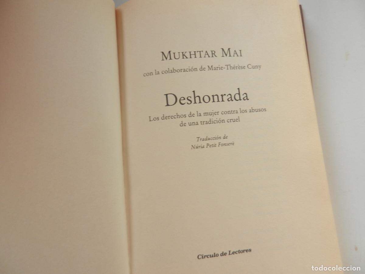 Libros de segunda mano: DESHONRADA - MUKHTAR MAI - CIRCULO DE LECTORES - 2006 - Foto 3