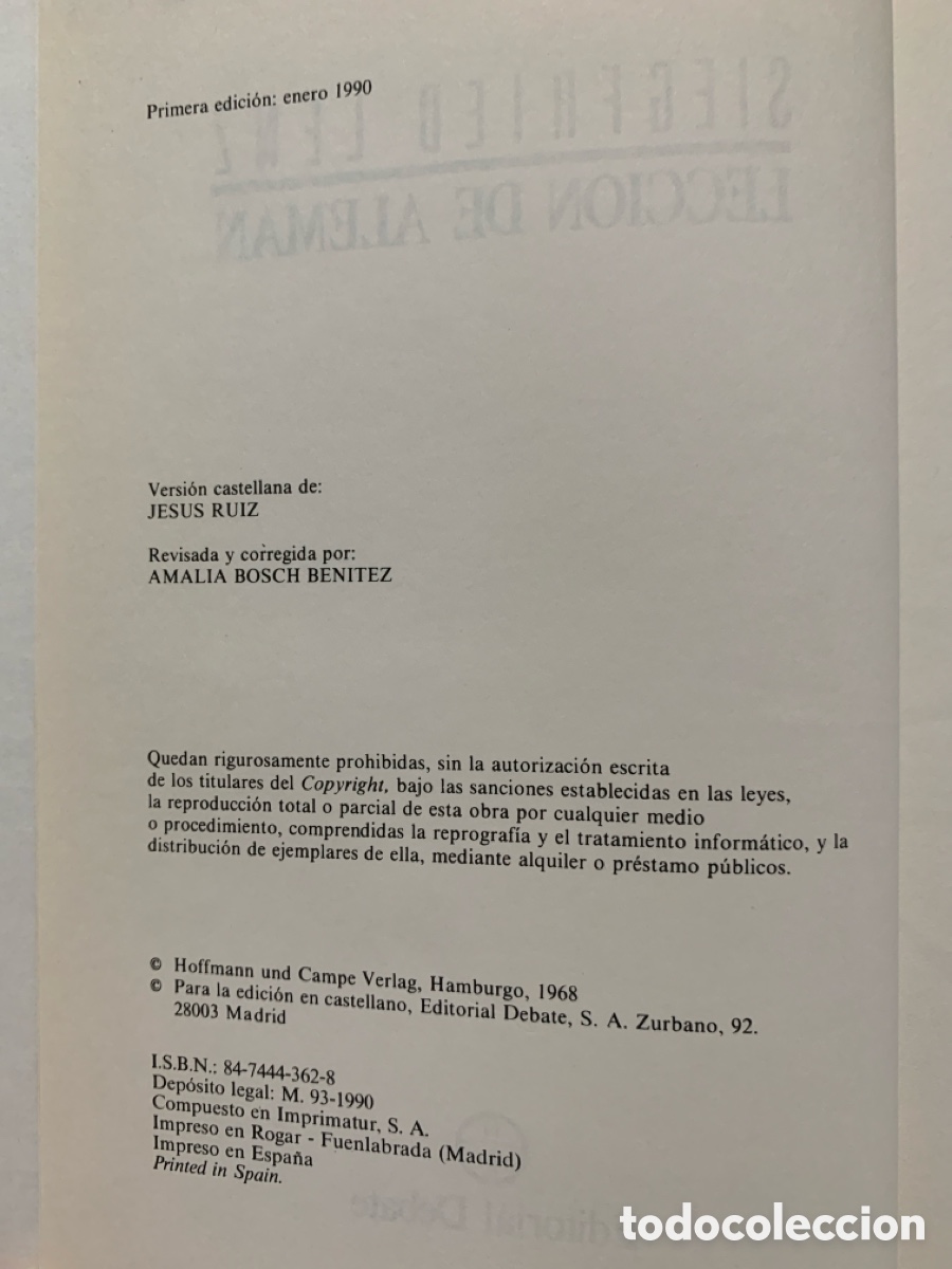 Libros de segunda mano: Lecci&oacute;n de alem&aacute;n, de Siegfried Lenz - Foto 2