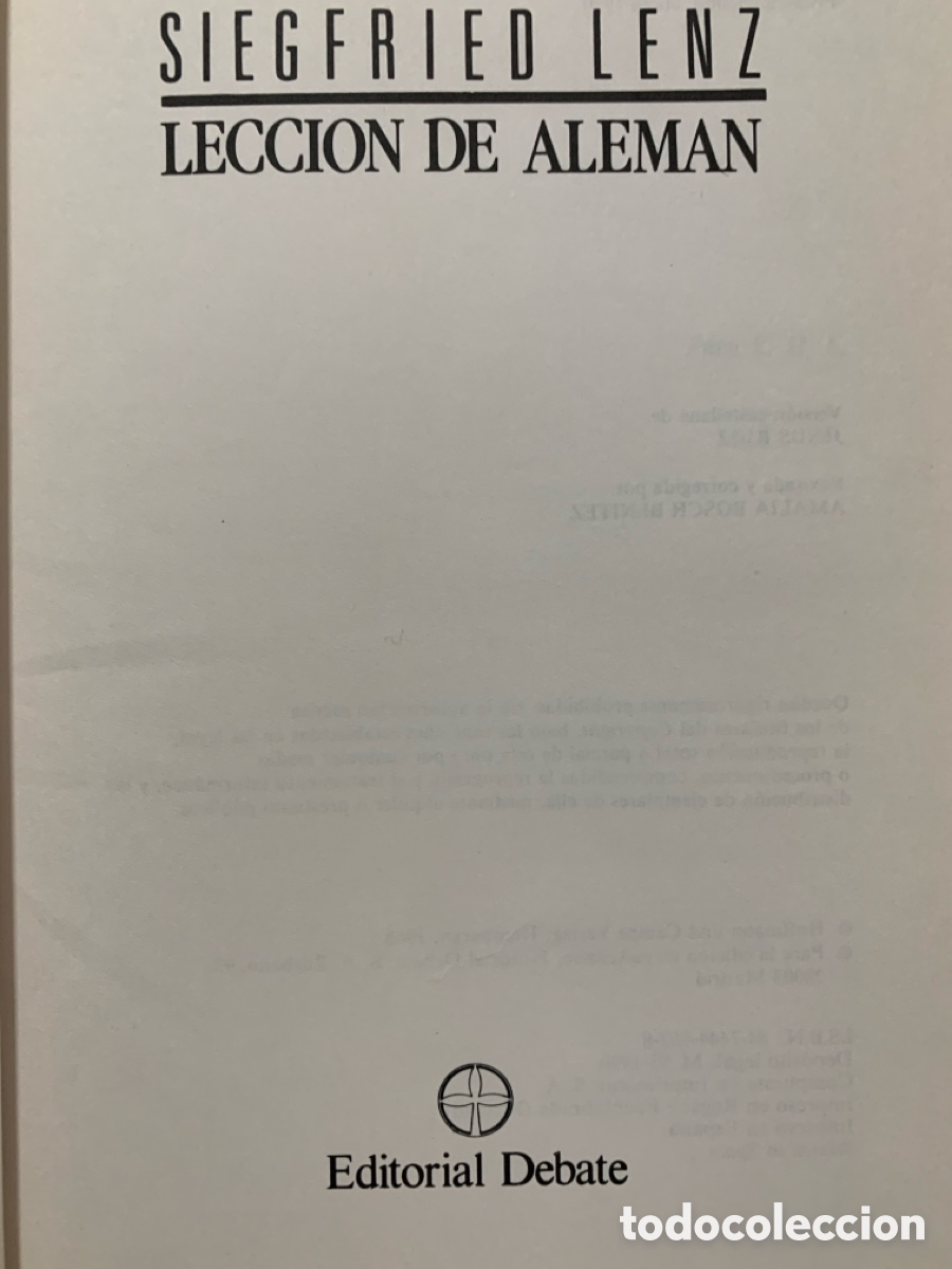Libros de segunda mano: Lecci&oacute;n de alem&aacute;n, de Siegfried Lenz - Foto 1