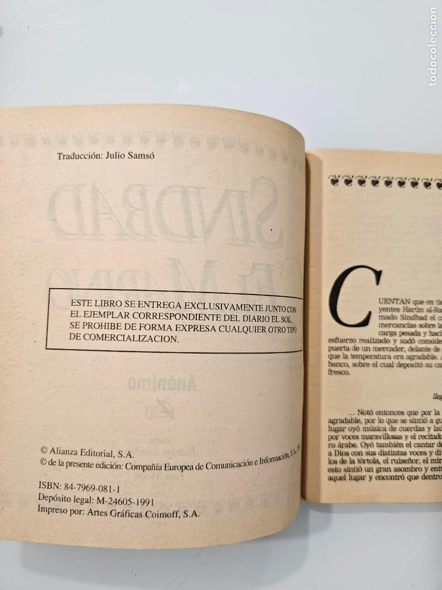 Libros de segunda mano: Simbad el Marino - An&oacute;nimo - El Sol, 1991 - Foto 3