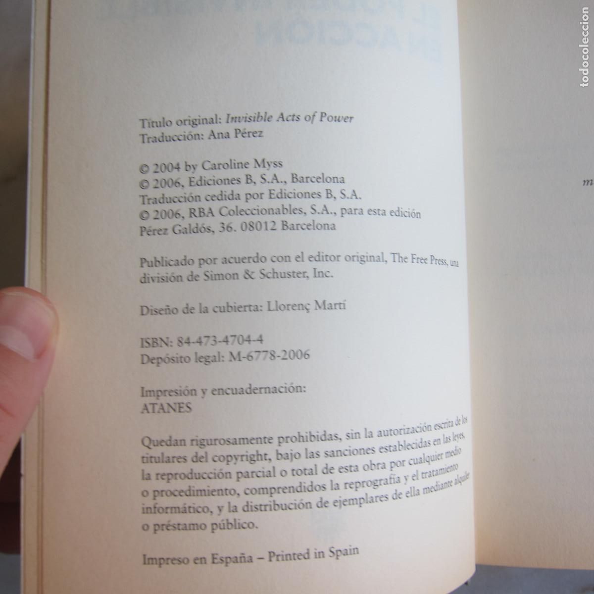Libros de segunda mano: EL PODER INVISIBLE EN ACCI&Oacute;N - CAROLINE MYSS (RBA) NOVELA - Foto 5