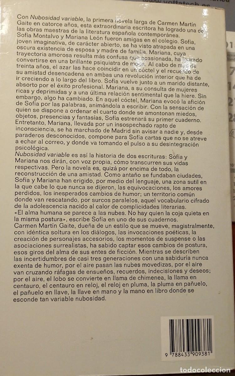Libros de segunda mano: NUBOSIDAD VARIABLE DE CARMEN MART&Iacute;N GAITE - Foto 2