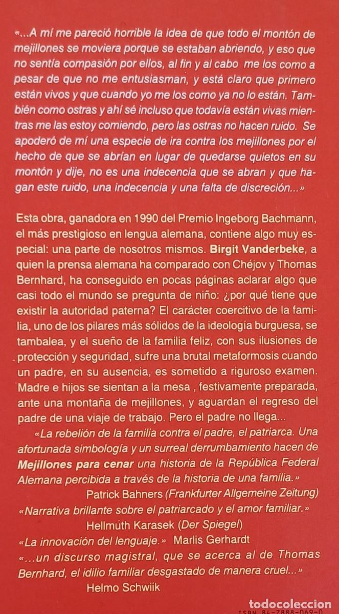 Libros de segunda mano: MEJILLONES PARA CENAR -- BIRGIT VANDERBEKE - Foto 2