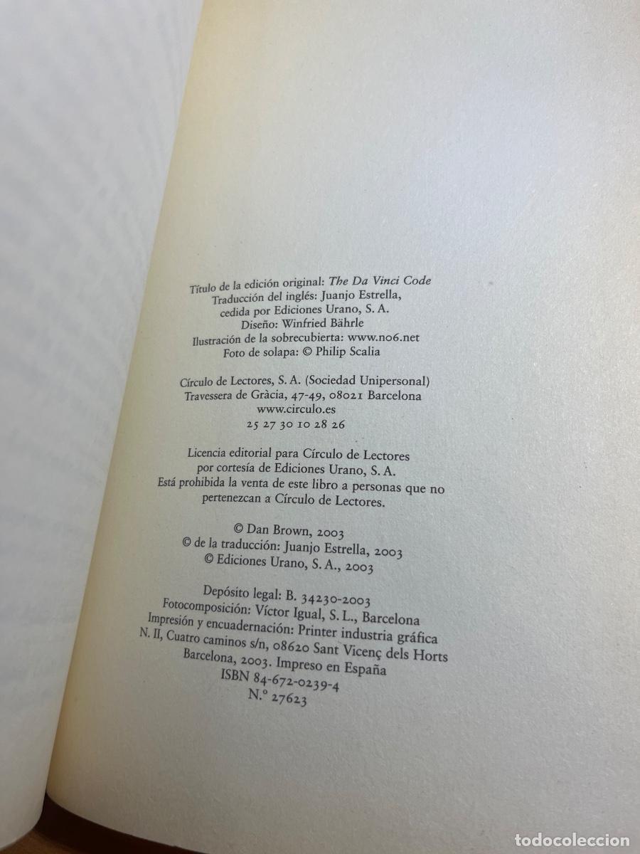 Libros de segunda mano: Libro El c&oacute;digo da Vinci | Dan Brown | 2003 - Foto 3