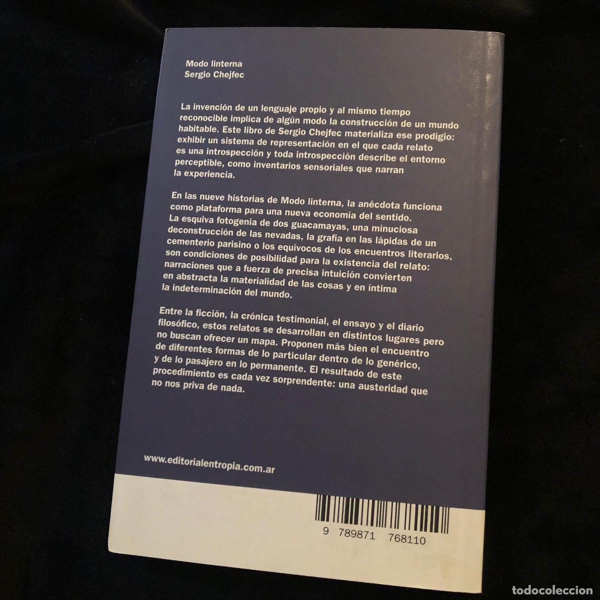 Libros de segunda mano: Sergio Chejfec - Modo Linterna / Entrop&iacute;a 2013 - Foto 2