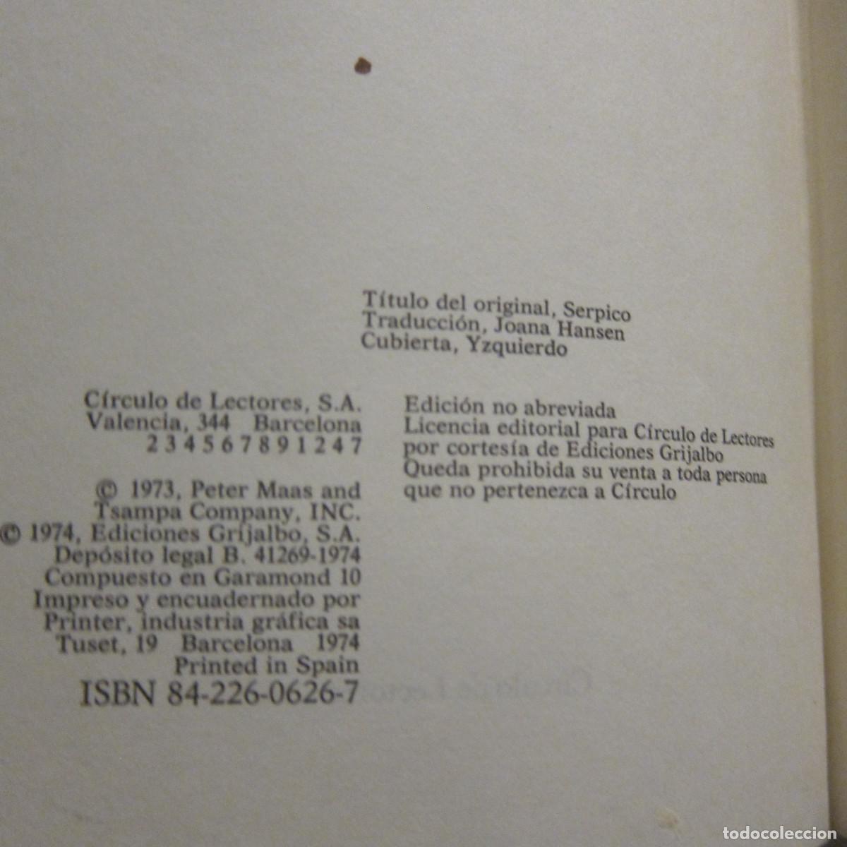 Libros de segunda mano: SERPICO - PETER MAAS (C&Iacute;RCULO DE LECTORES) NOVELA - Foto 5