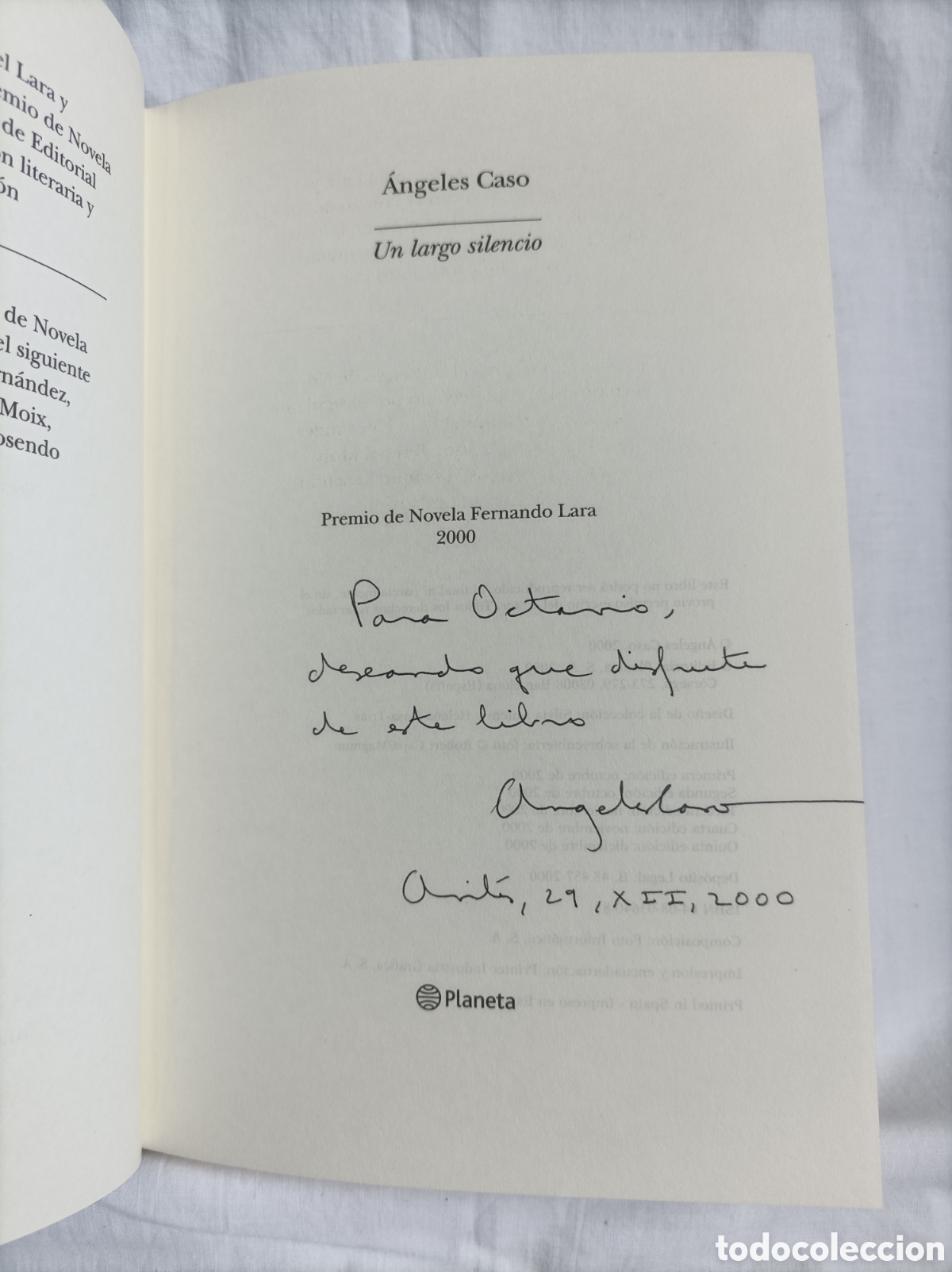 Libros de segunda mano: ANGELES CASO. Un largo silencio. Planeta. DEDICADO Y FIRMADO por la autora. ASTURIAS