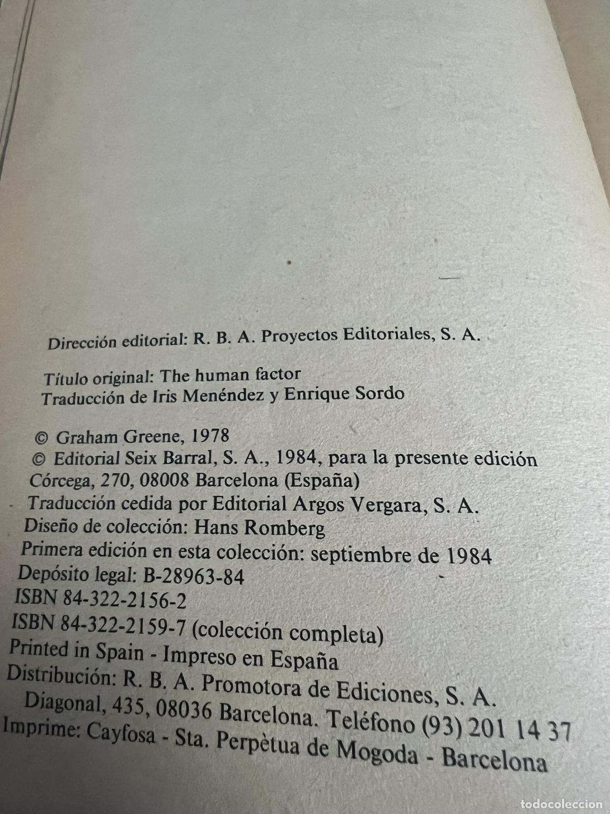 Libros de segunda mano: El factor humano - Graham Greene - Foto 4