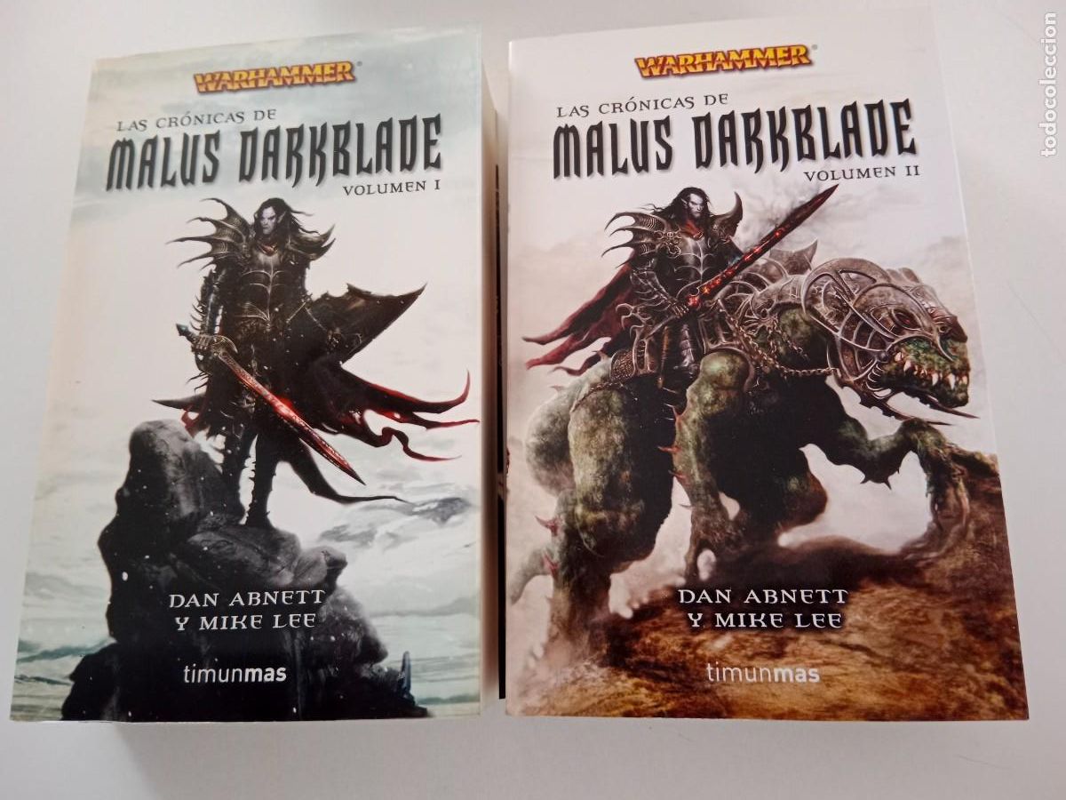 Libros de segunda mano: WARHAMMER. LAS CR&Oacute;NICAS DE MALUS DARKBLADE. VOLUMEN 1 Y VOLUMEN 2. DAN ABNETT Y MIKE LEE. TIMUN MAS.