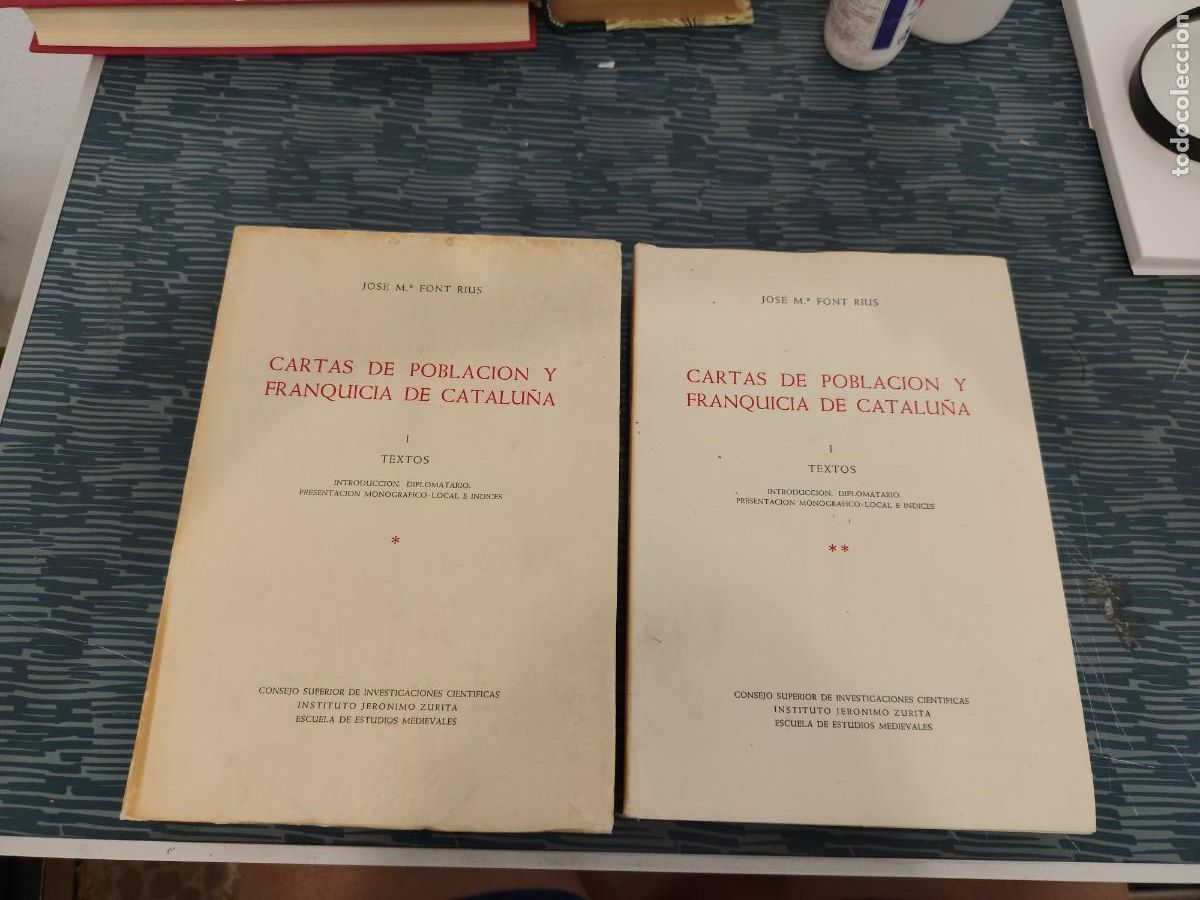 Libros de segunda mano: CARTAS DE POBLACI&Oacute;N Y FRANQUICIA DE CATALU&Ntilde;A, TEXTOS,2 TOMOS,1969, INTONSO.