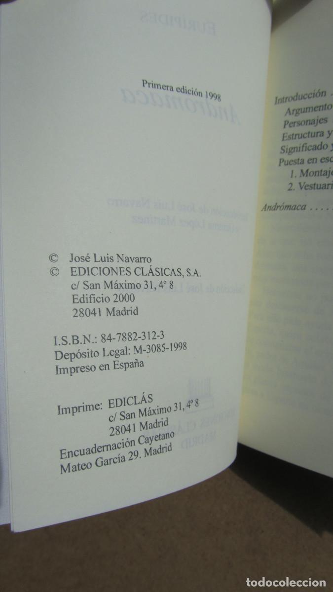 Libros de segunda mano: Andr&oacute;maca Eur&iacute;pides Ediciones Cl&aacute;sicas - Foto 3
