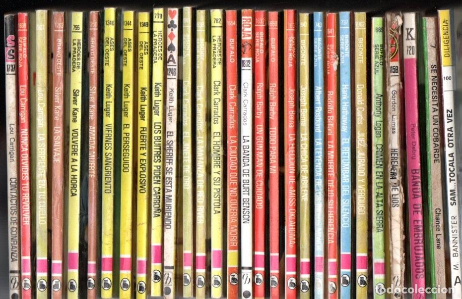 Libros de segunda mano: KEITH LUGER, SILVER KANE, CLARK CARRADOS....29 NOVELAS OESTE BRUGUERA
