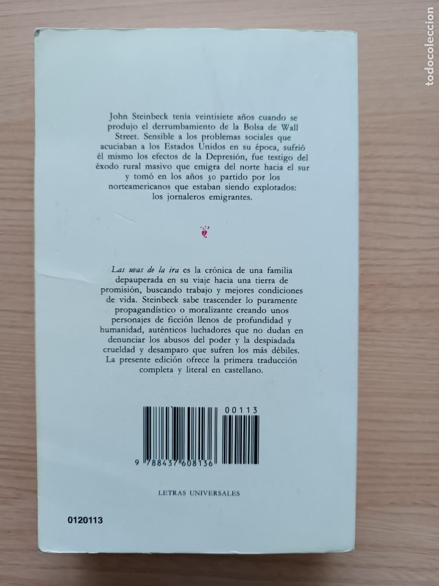 Libros de segunda mano: Las uvas de la ira - John Steinbeck. C&aacute;tedra - Foto 2