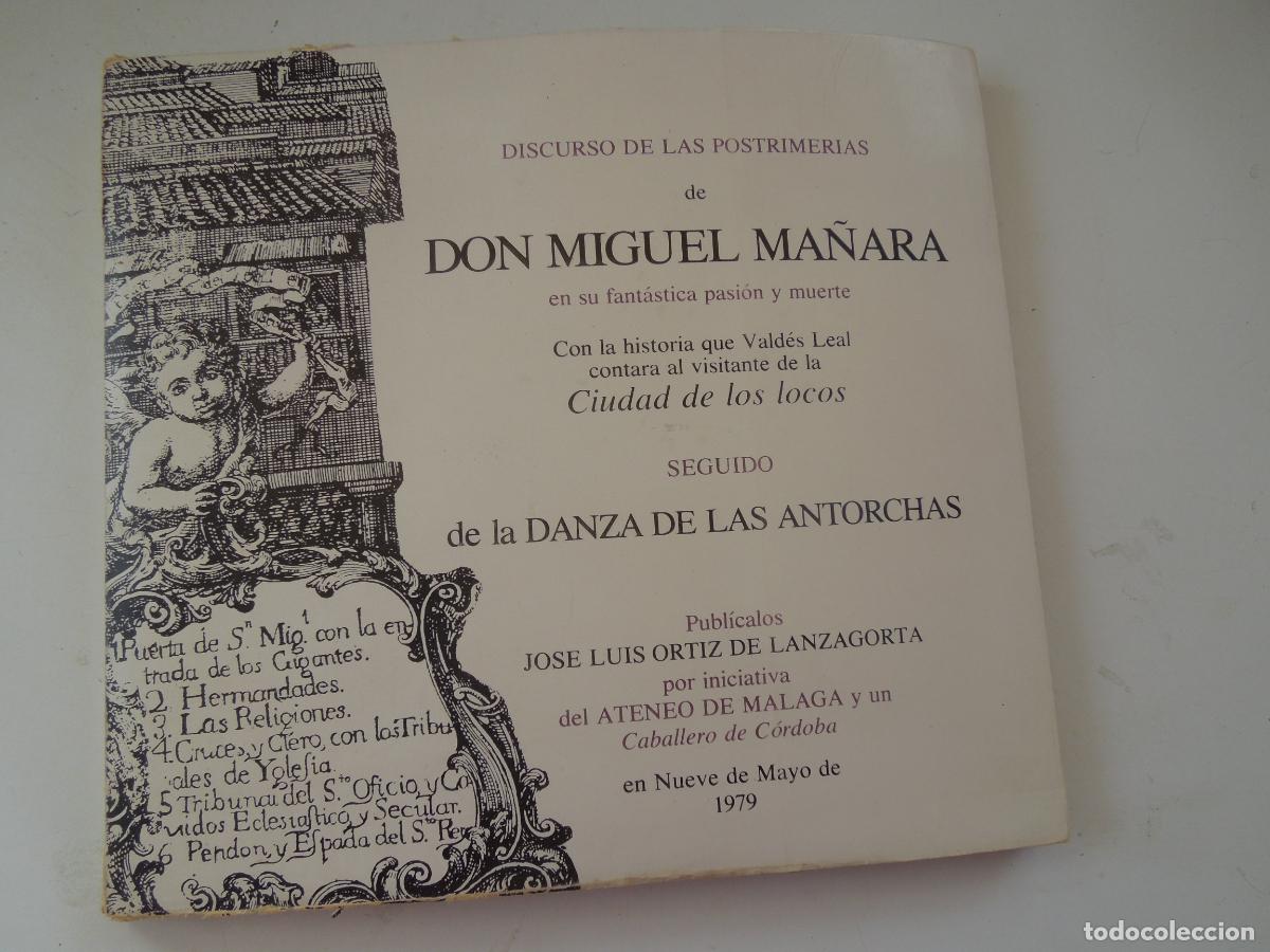 Livres d'occasion: DISCURSO DE LAS POSTRIMERIAS DE DON MIGUEL MA&Ntilde;ARA. JOSE LUIS ORTIZ LANZAGORTA. ATENEO DE MALAGA-1979