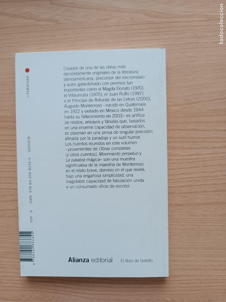 Libros de segunda mano: Cuentos - Augusto Monterroso. Alianza - Foto 2