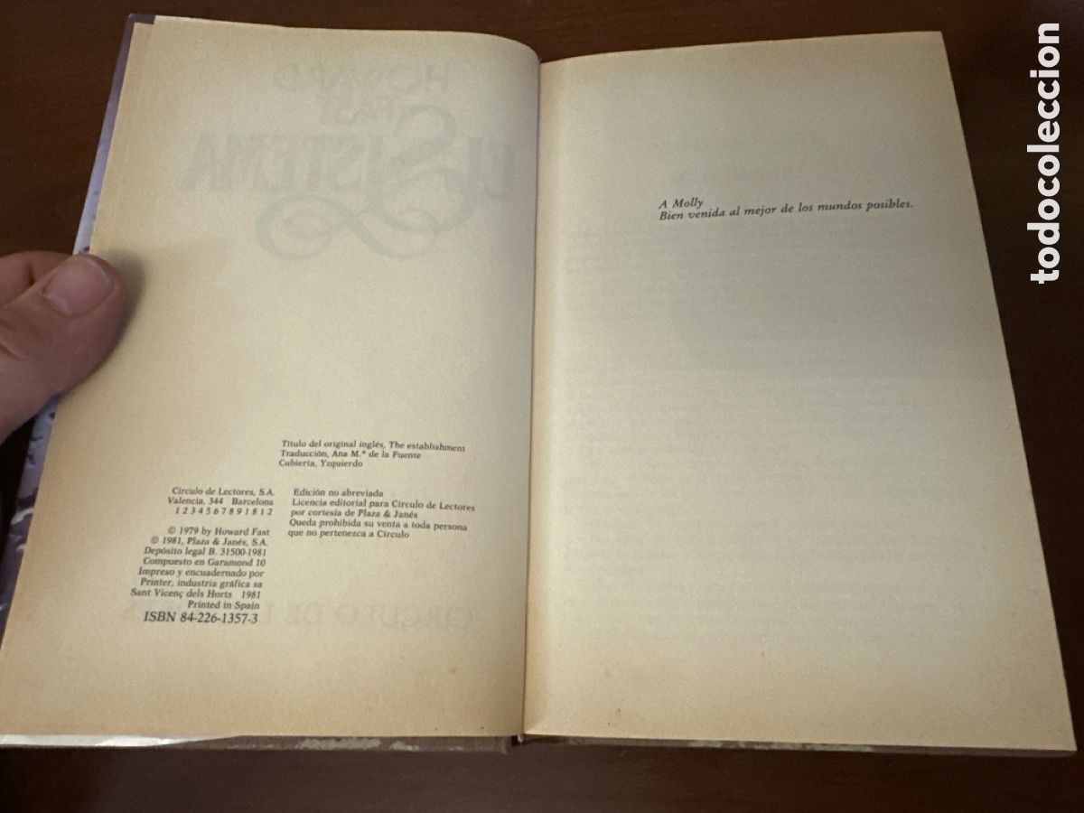 Libros de segunda mano: HOWARD FAST. EL SISTEMA.C&Iacute;RCULO DE LECTORES 1981 - Foto 4