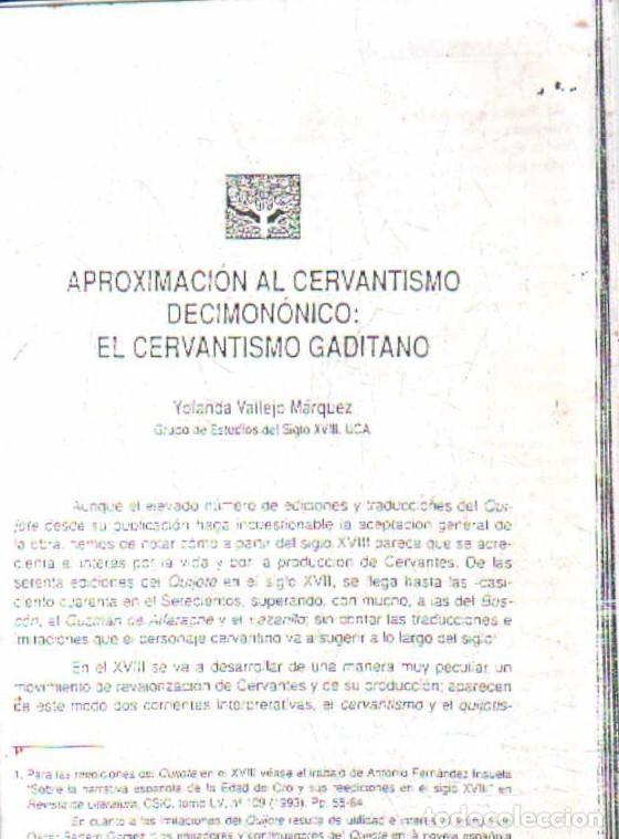 Libros de segunda mano: APROXIMACION AL CERVANTISMO DECIMON&Oacute;NICO: EL CERVANTISMO GADITANO. A-CERVAN-147
