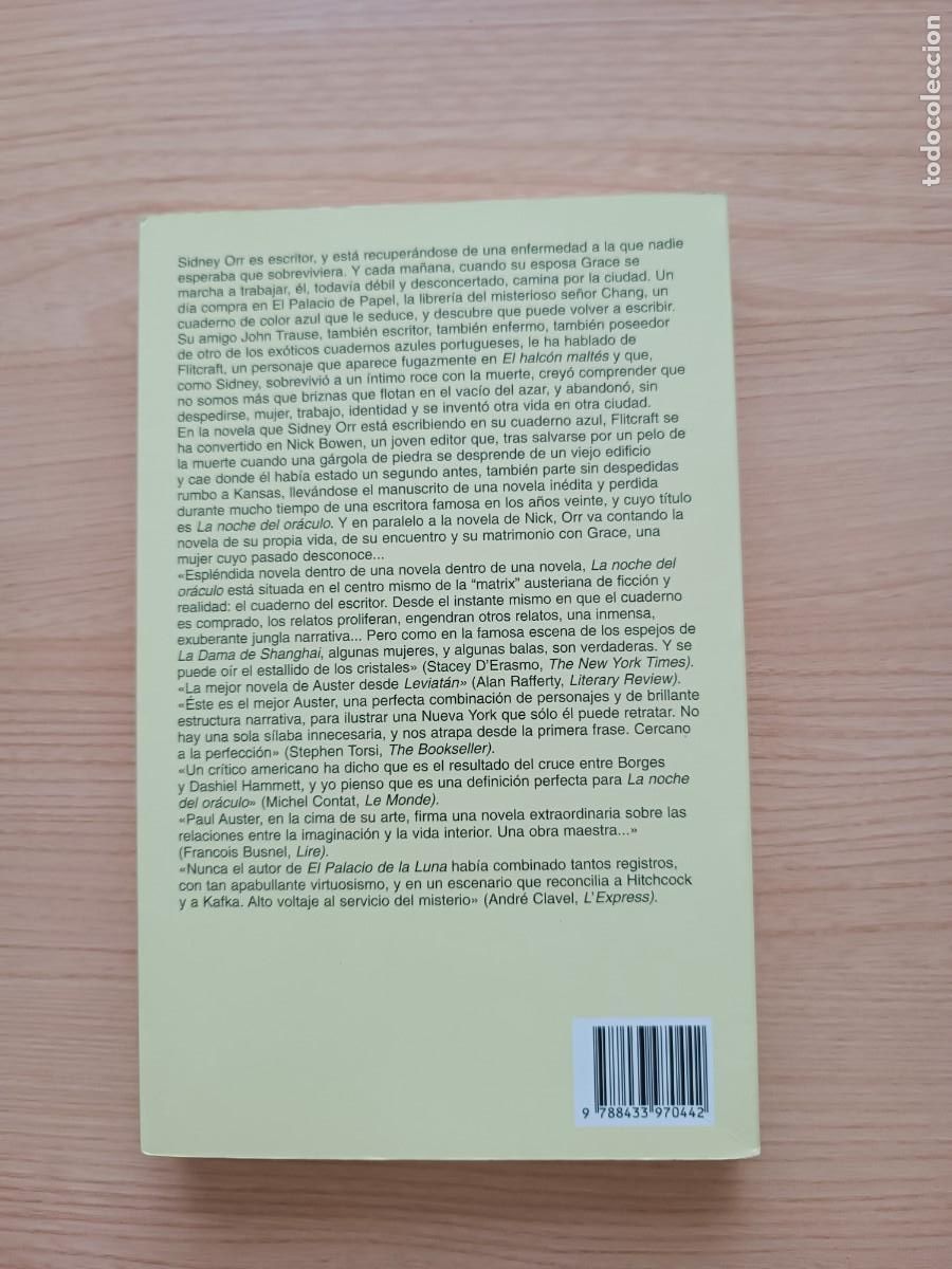 Libros de segunda mano: La noche del or&aacute;culo - Paul Auster. Anagrama - Foto 2