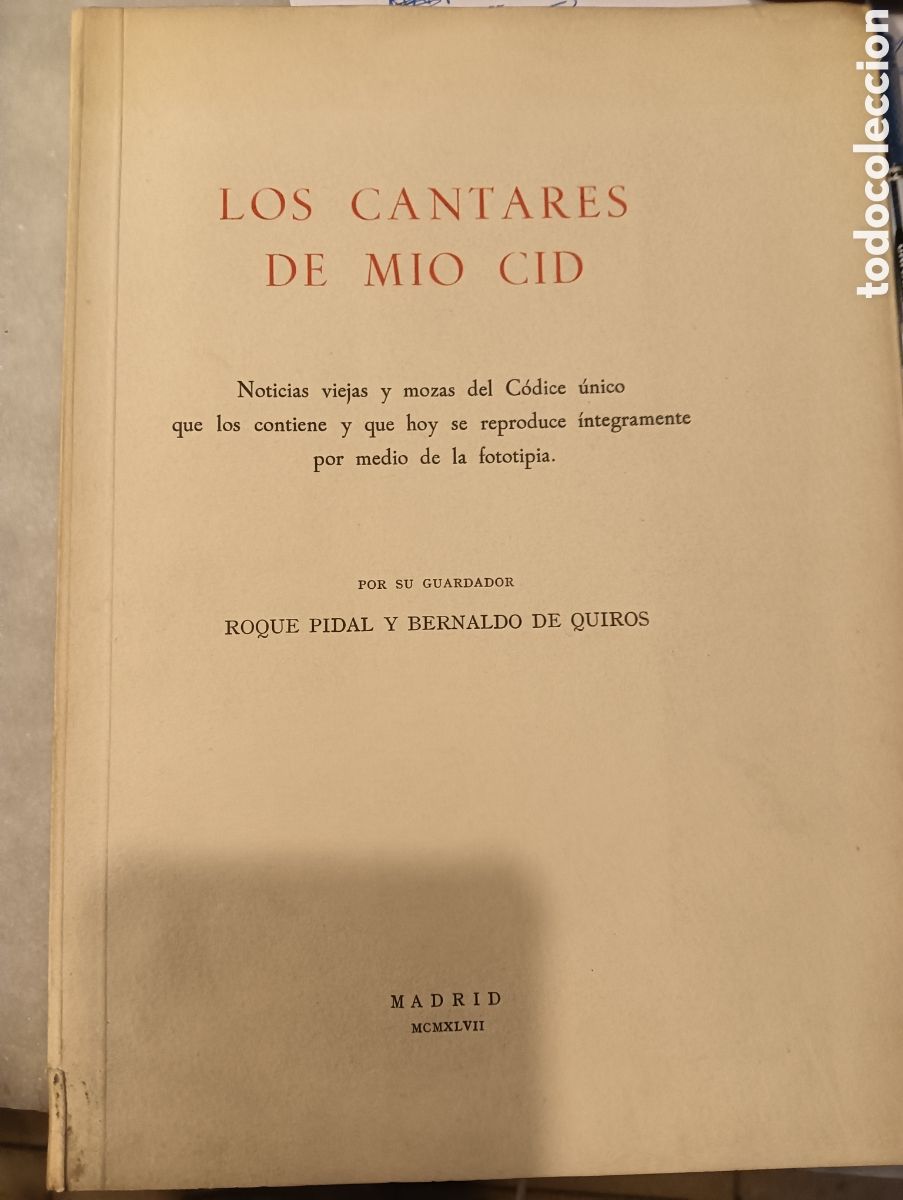 Libros de segunda mano: los cantares del mio cid por roqye pidal y bernaldo de quiros