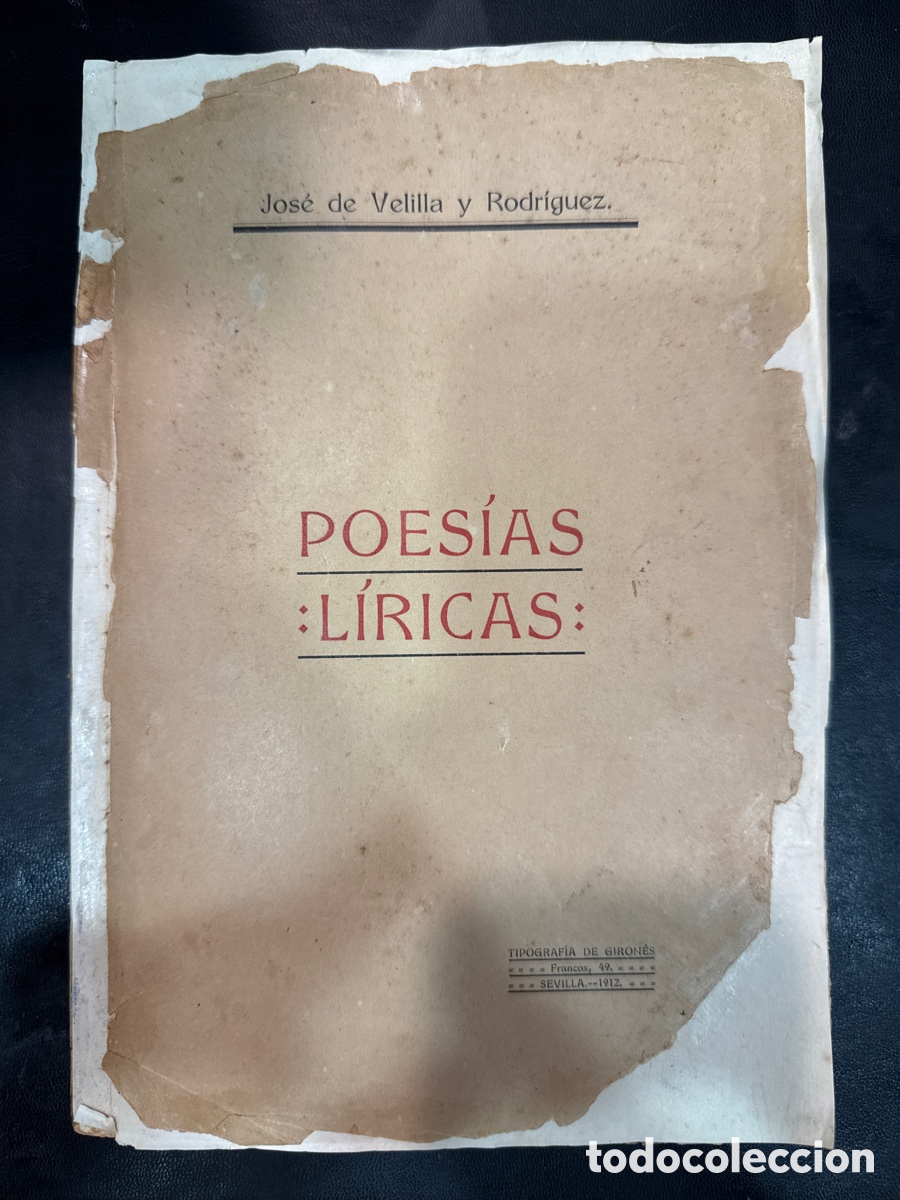 Livros em segunda m&atilde;o: VELILLA Y RODR&Iacute;GUEZ, Jos&eacute; de. Poes&iacute;as l&iacute;ricas