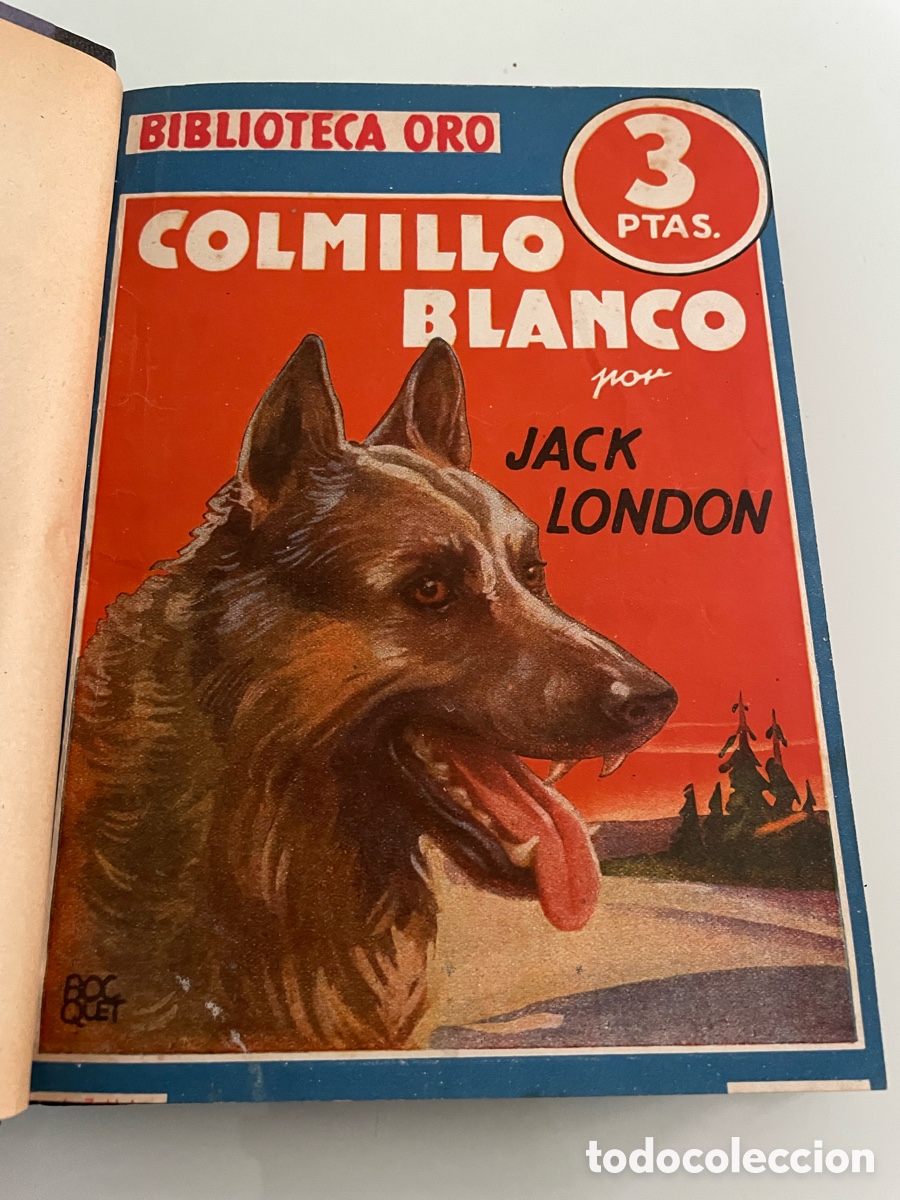 Libros de segunda mano: 5 Novelas encuadernadas Editorial Molino - Biblioteca Oro. Colmillo Blanco, Rotor&uacute;a Rex, Hasting&hellip;