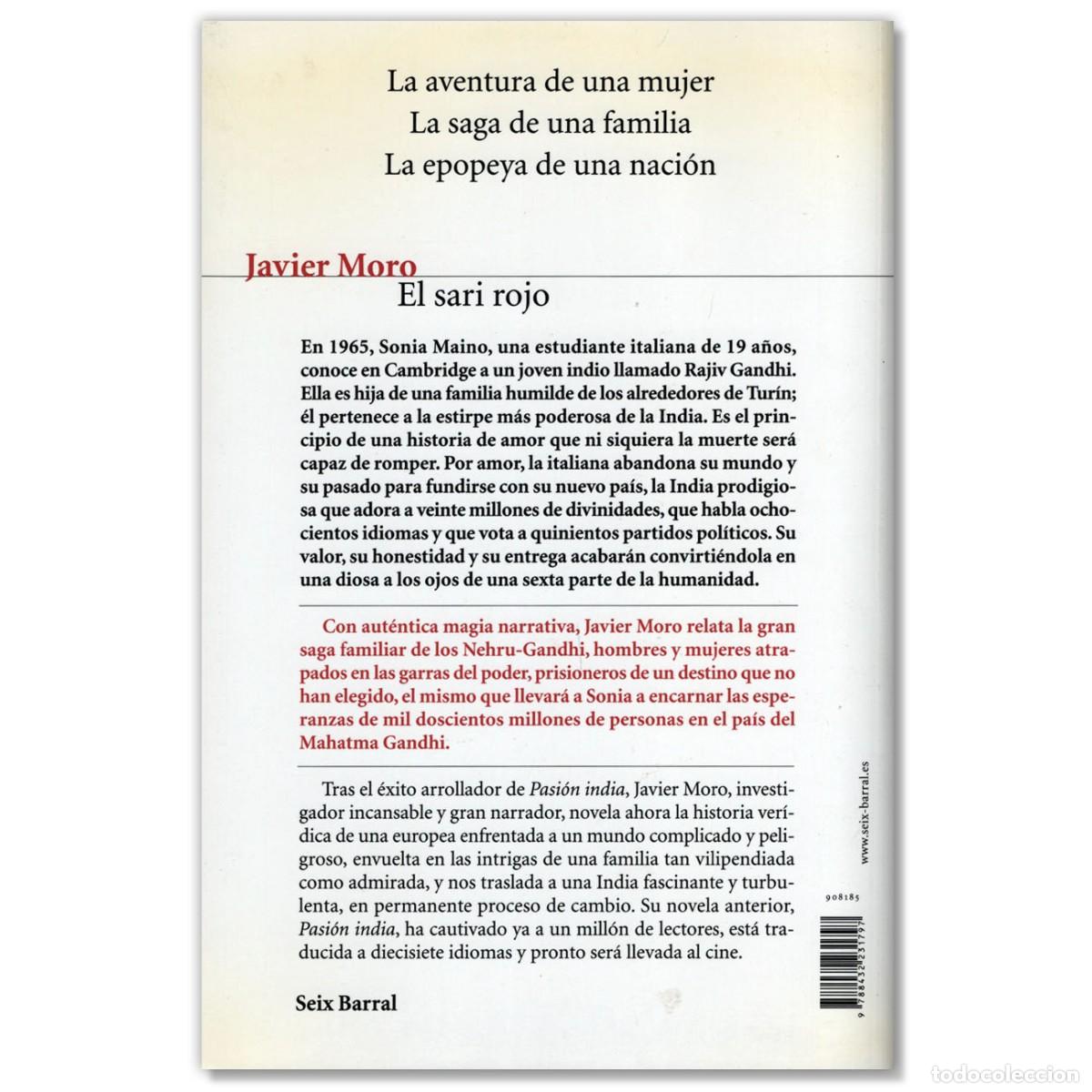 Libros de segunda mano: El Sari Rojo Javier Moro - Foto 2